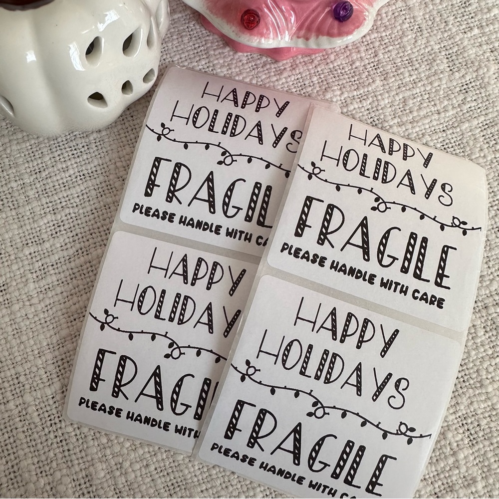 100pc Fragile Holiday Shipping Sticker